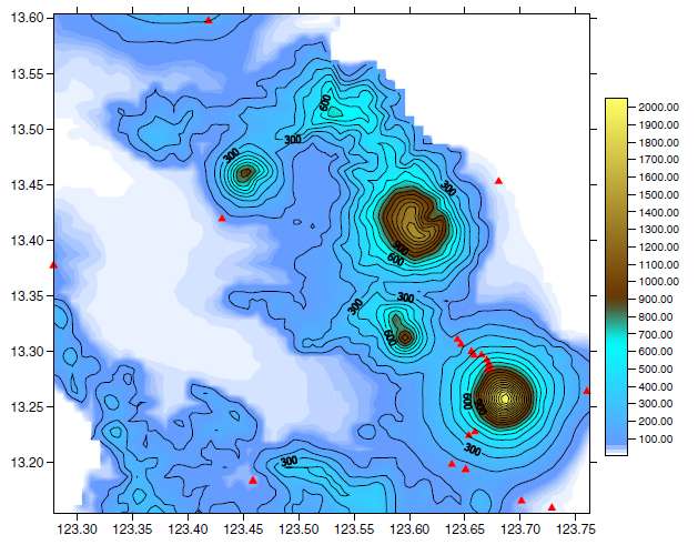 Mayon topo and stations